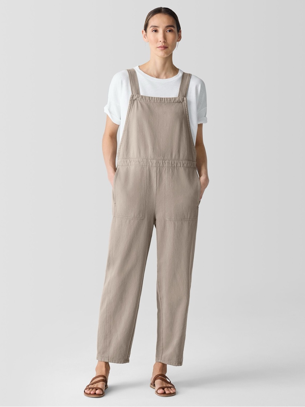 Eileen Fisher Garment-Dyed Utility Organic Cotton Overalls
